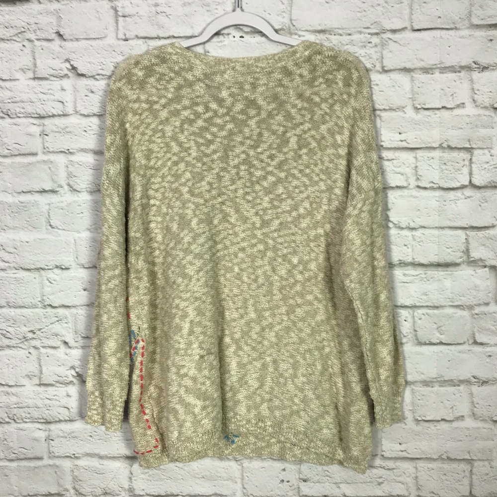 Maurices Size2 Beige Knit Boho Embroidered Sweater - Picture 2 of 7